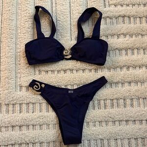 SHEIN Navy Bikini with Gold Accents